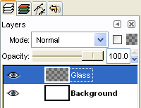 Layers list showing a new layer called Glass